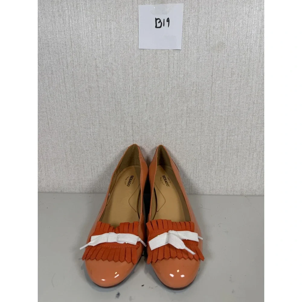 Sebago women shoes wedge heel pumps orange leather upper women sz 6b sample pair